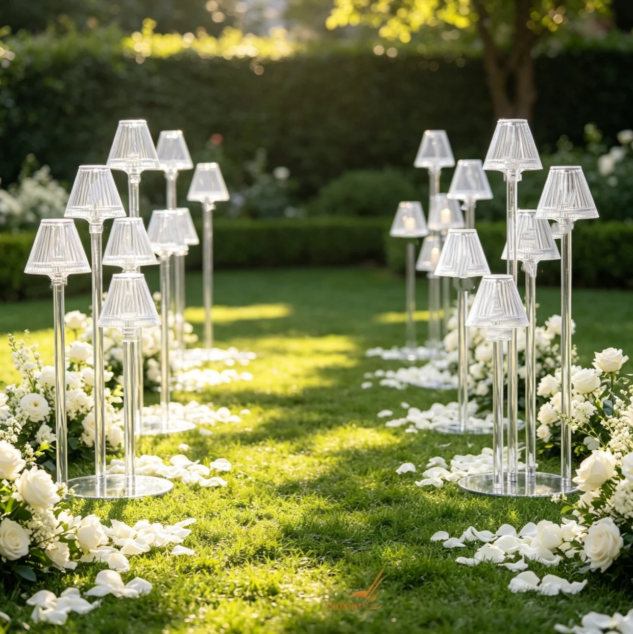 1-12pcs 5 Arms acrylic acrylic cylinder shape Crystal Wedding Aisle Candelabra Wedding Centerpieces Stand