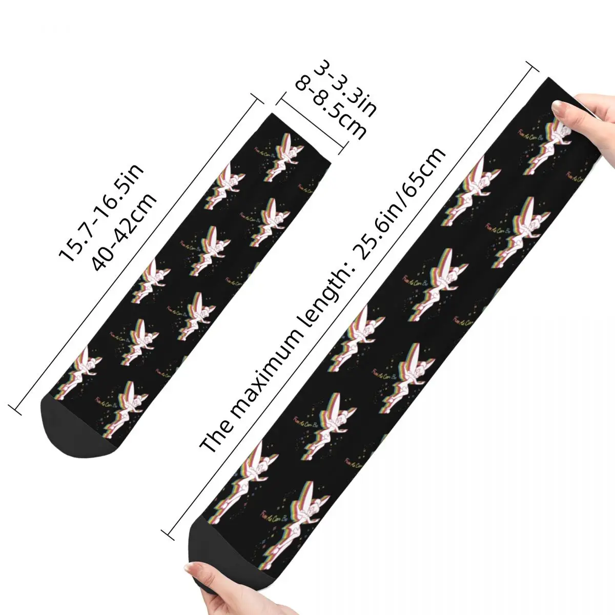 Winter Warm Harajuku Unisex Peter Pan Pride Tinker Bell Rainbow Socks Non-slip Basketball Socks