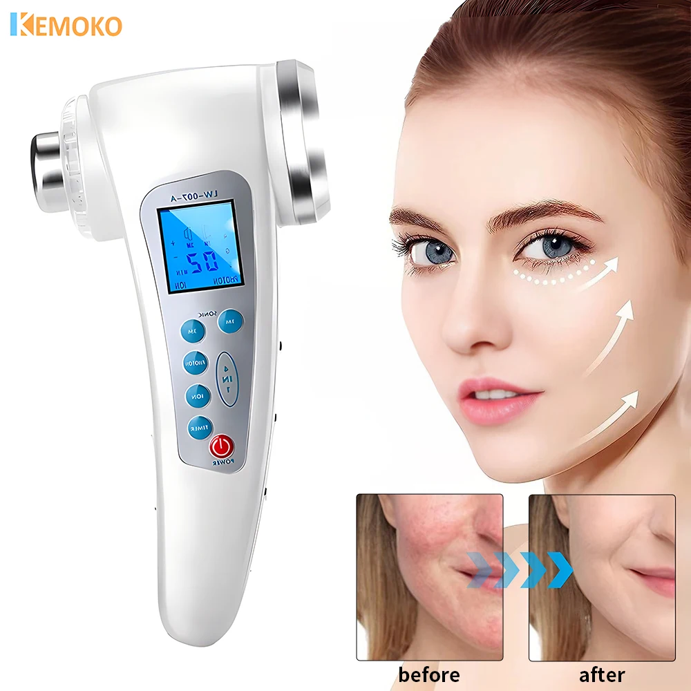 LED ultra-som galvânico Ion Facial Cuidados Beleza Devices, poros Limpeza Massageador, Photon Lift Skin, rejuvenescimento, Anti-rugas