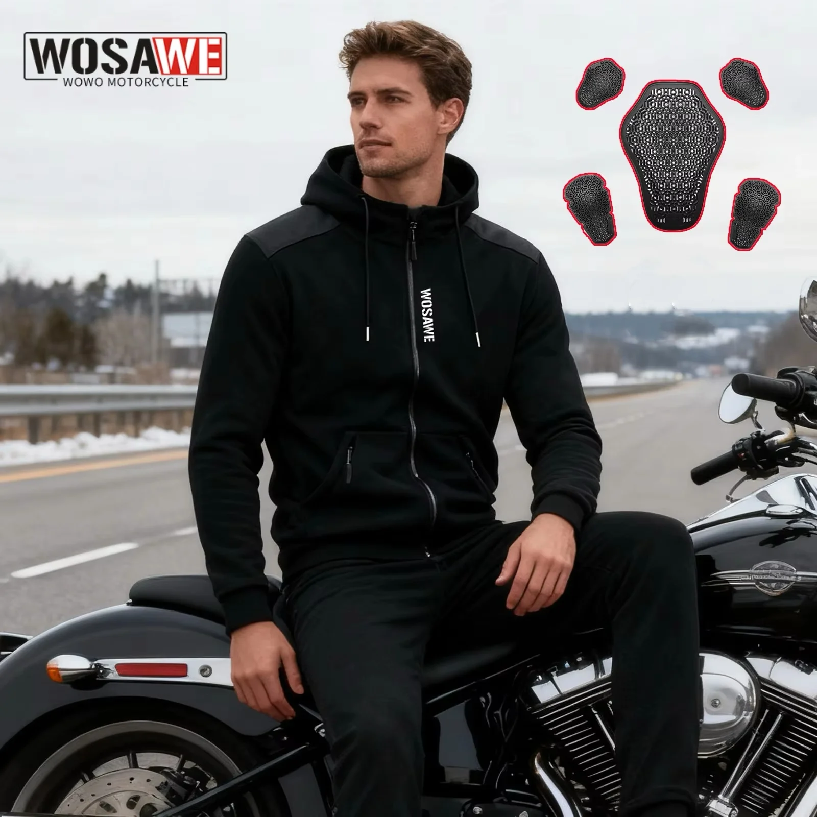 

WOSAWE Motorcycle Jacket Riding Hoodie Sweatshirts Autumn Winter Men And Women Motocross Riding Off Road Hooded Coat