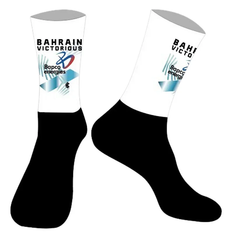 LASER CUT ONE PAIR 2025 BAHRAIN TEAM Cycling Socks Antislip Bike Racing MITI Breathable FOR Men and Women