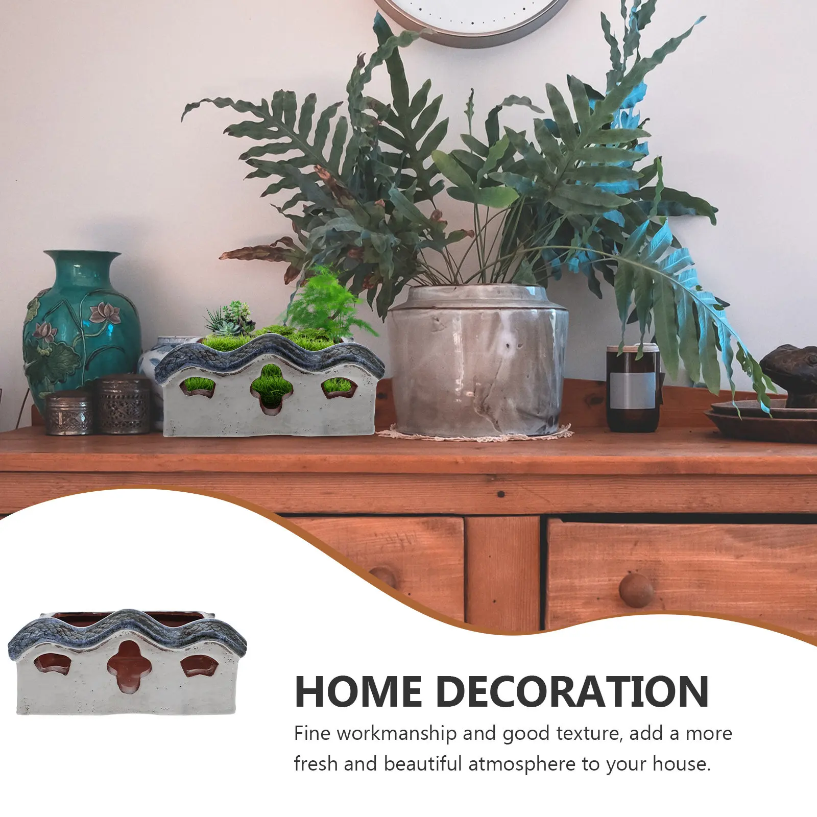 Retro Ceramic Flowerpot House Design Creative Plant Container with Exquisite Detailing for Living Room Study Office Indoor
