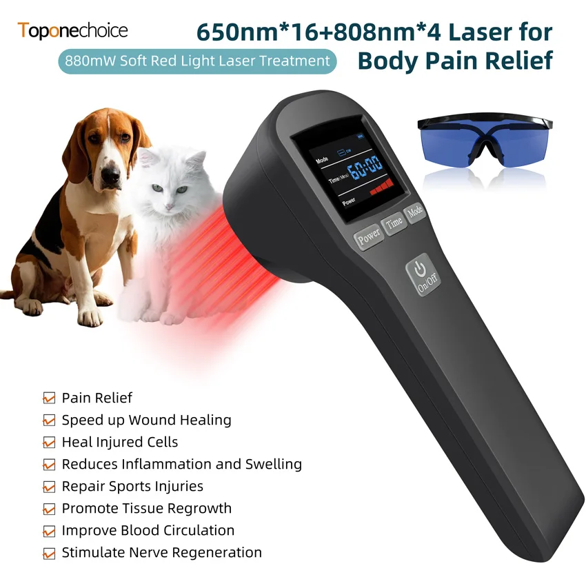 

16x650nm+4x808nm Cold Laser Therapy Device for Pain and Inflammation Red Light & Near Infrared Light Treatment for Human Vet