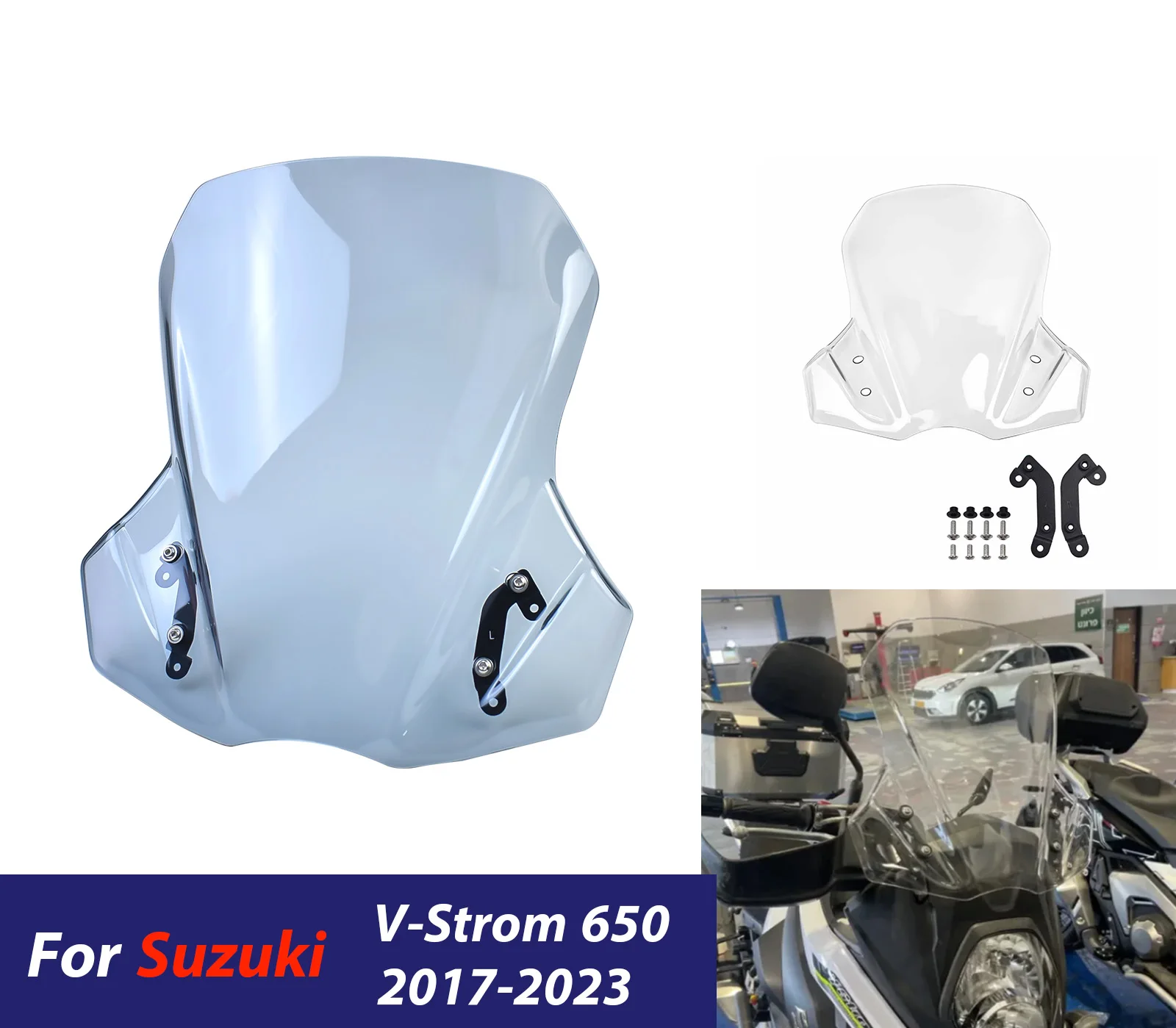 

Motorcycle Windscreen Windshield For Suzuki V-Strom 650 2017-2023 DL DL650 Wind Shield Screen Protector Accessories