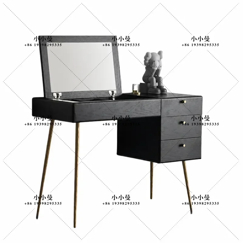 Natural Wood Vanity Table with Mirror Bedroom Aesthetic Makeup Desk Organizer Furniture Adult Dressing Table for Room