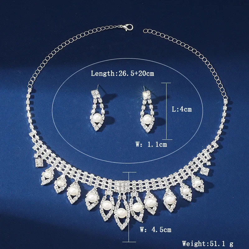 FYUAN 9 Style Pearl Necklace Earrings For Women Long Tassel Hollow Rhinestone Earrings Wedding Bride Jewelry Sets Accessories