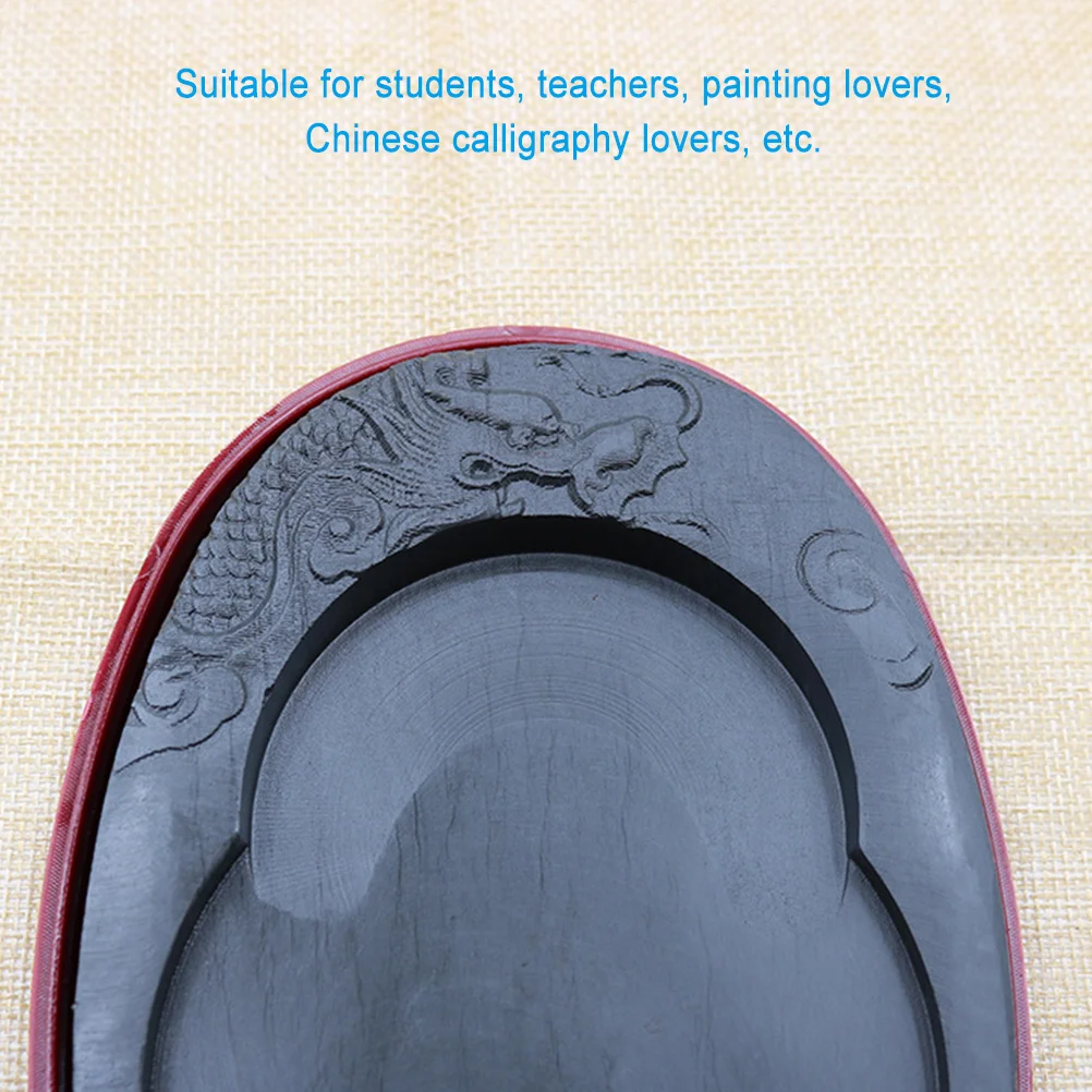 Sumi-e Ink Stone Inkstone Painting Plate with Cover Student Chinese Calligraphy Dish