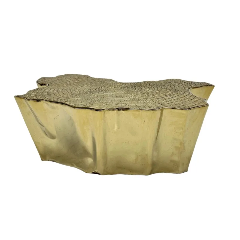 Special-shaped tree root metal marble designer villa living room light luxury coffee table
