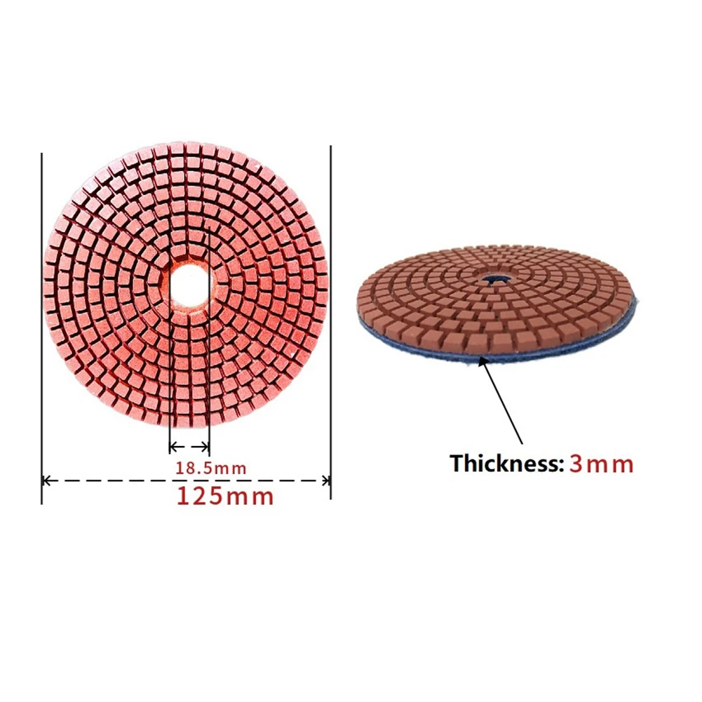 5 Inch 125mm Polishing Pads for Limestone High Glossiness Random Color (30/50/100/150/500/800/1000/1500/2000/3000#)