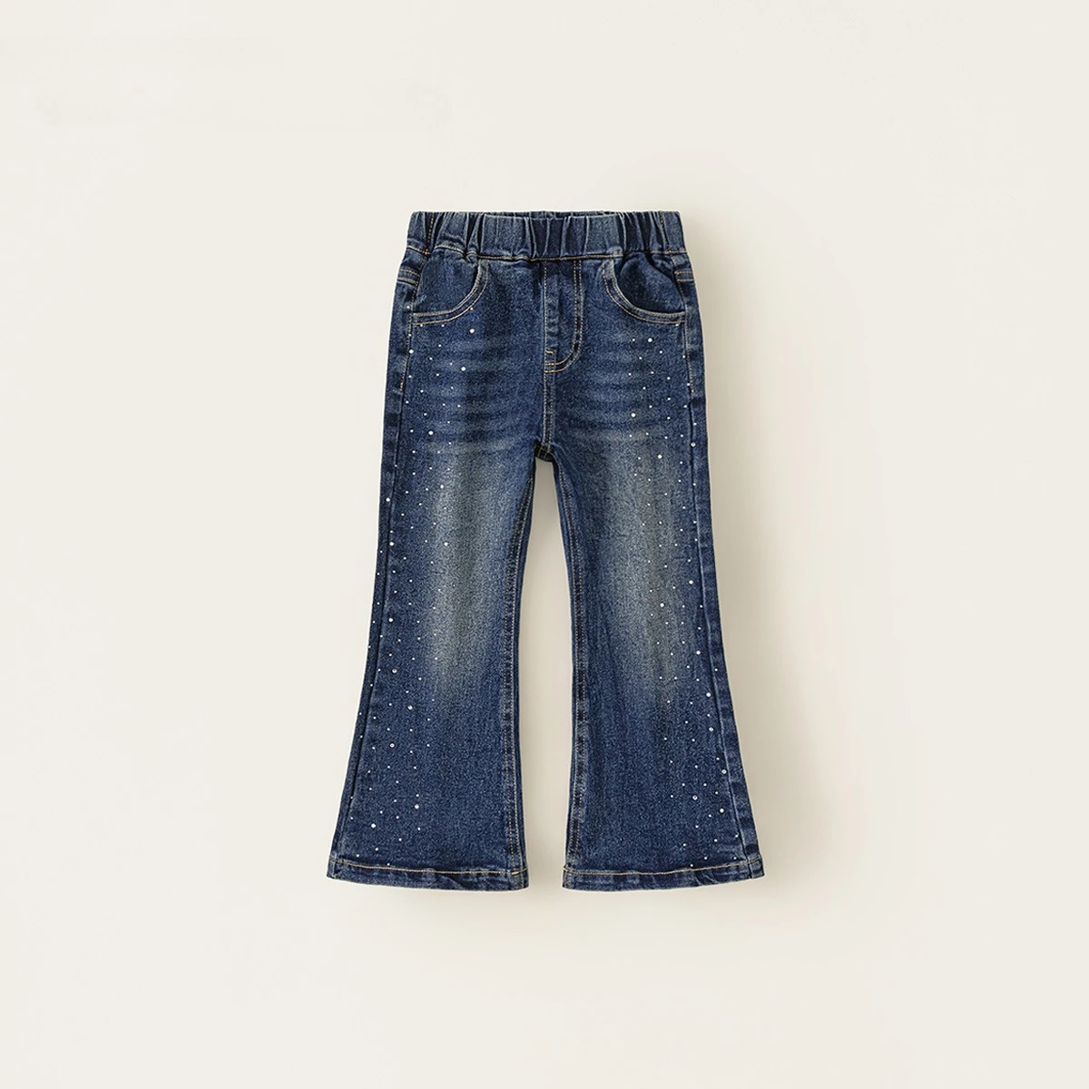 Trousers Autumn New Girl Jeans with Broken Diamonds Children's Bell Bottom Pants Fashionable Pants Girl's Pants