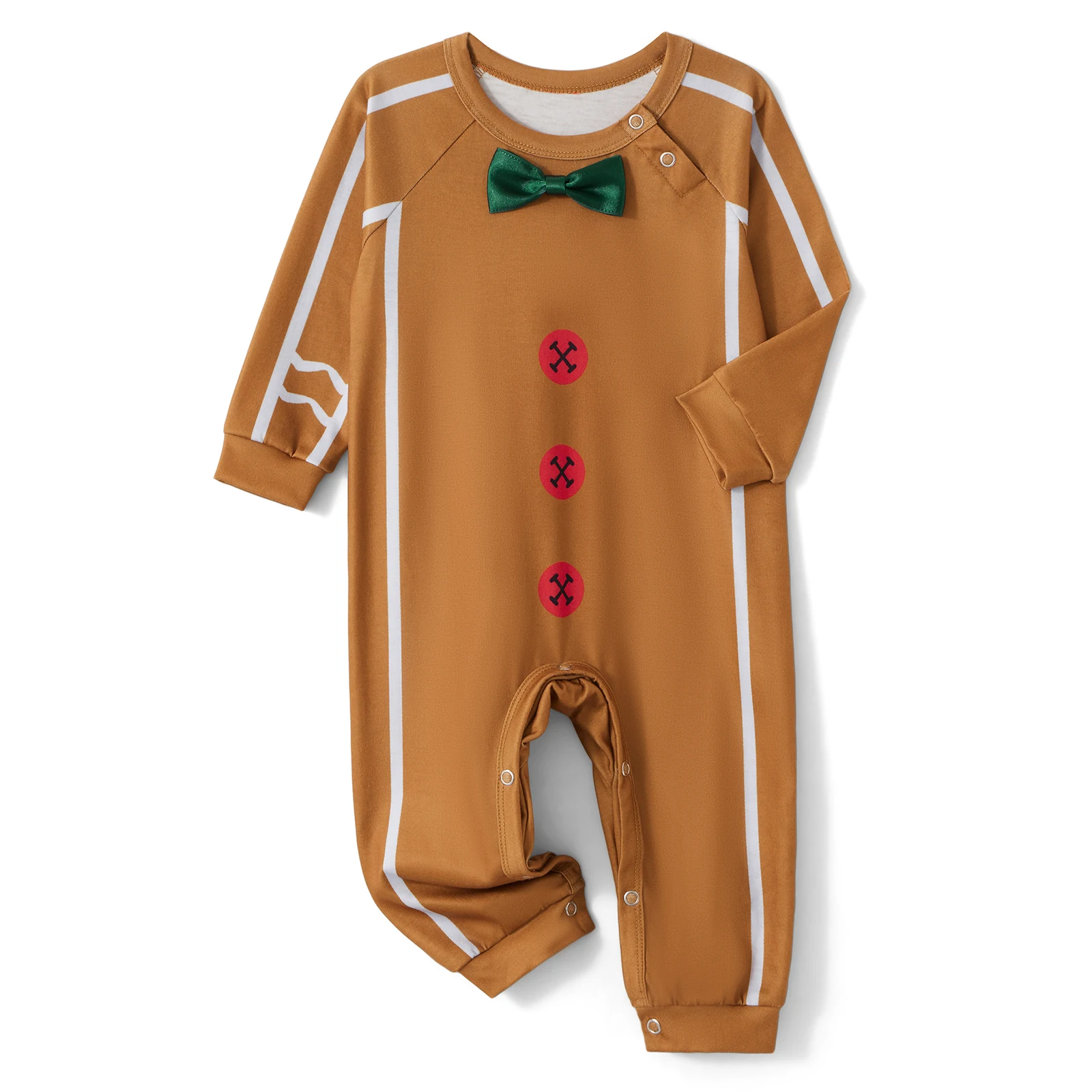 Family Matching Christmas Pajamas Baby Romper Gingerbread Man Bow Decor Print Tops and Pants Sleepwear Set 2024