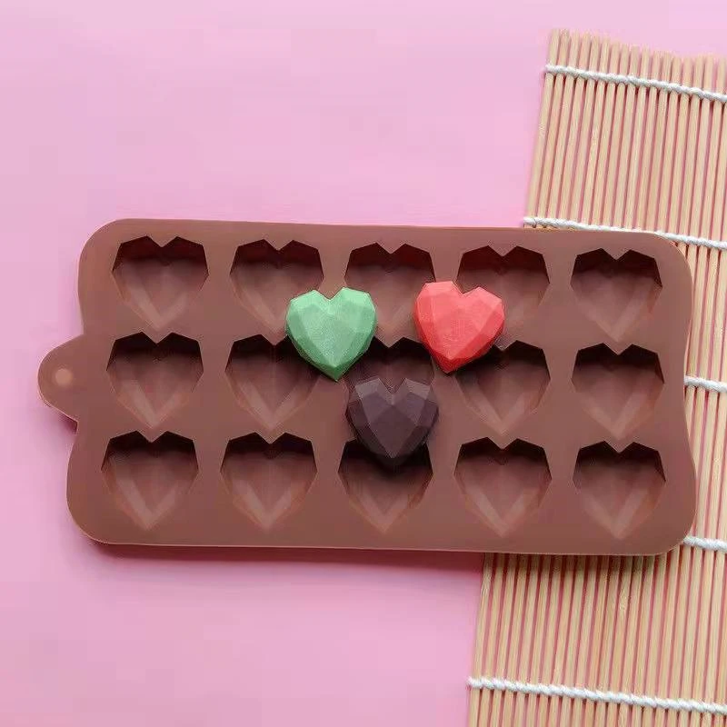 Creative Heart Chocolate Molds, 8/15 Cavities Silicone Mold, DIY Cake Topper Accessories 3D Decoration Baking Moulds Tools