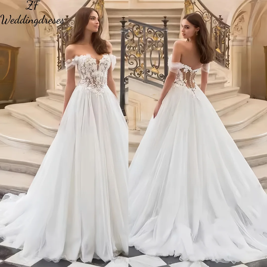 Personalizado moderno uma linha vestidos de casamento personalizado querida fora do ombro vestidos de casamento da noiva feminino ilusão volta br