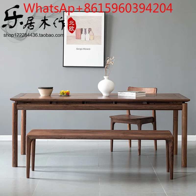 

Custom log desk North American black walnut solid wood living room dining table rectangular Nordic tenon and tenon pure