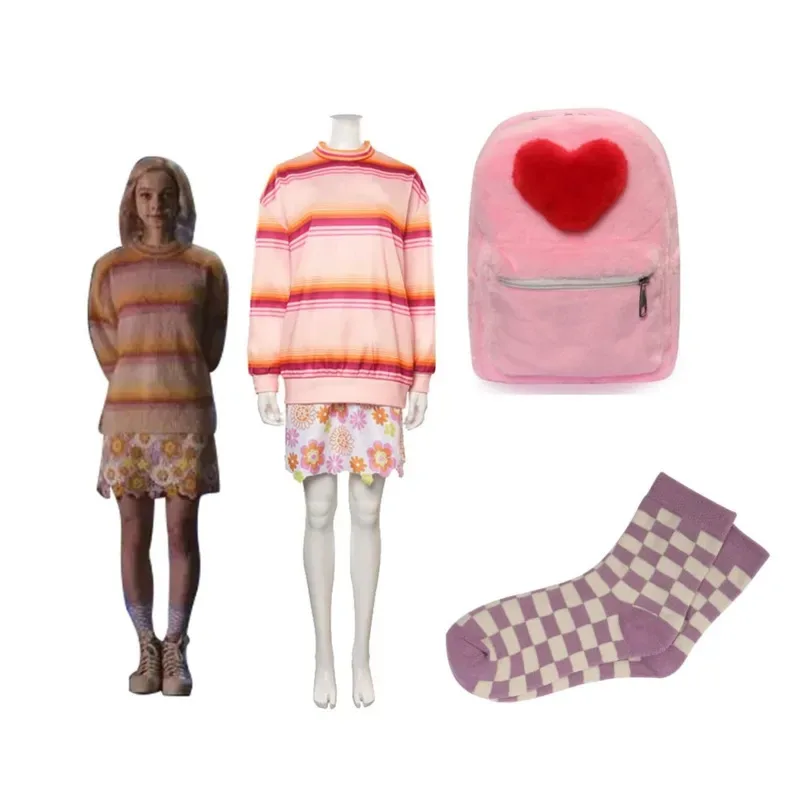 

Wednesday Cosplay Girls Enid Sinclair Cosplay Costume Shirt Skirt Outfits Halloween Carnival Suit For Women Pink Backpack