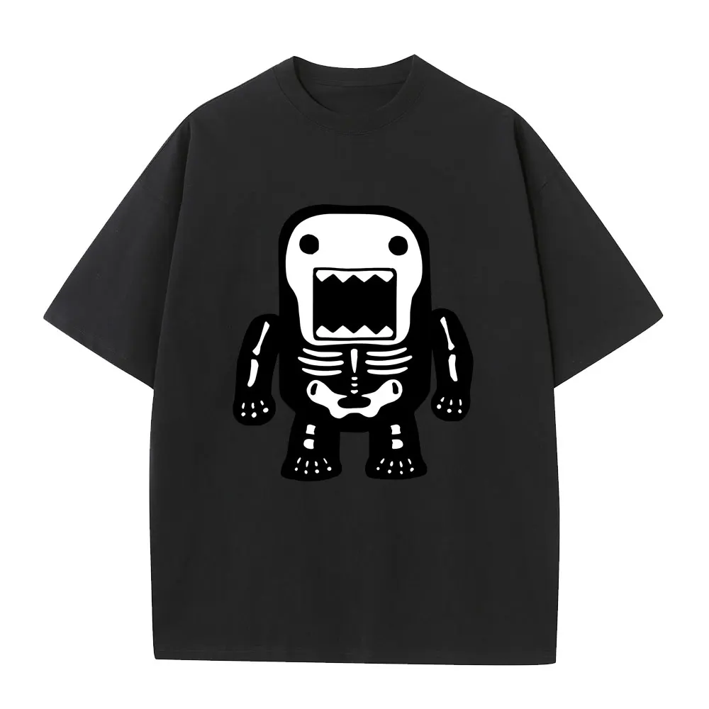 

Domo Kun Skeleton Funny Meme Print T Shirts Men's Women Gothic Metal Rock Style T-shirt Male Punk Pure Cotton Oversized T-shirts