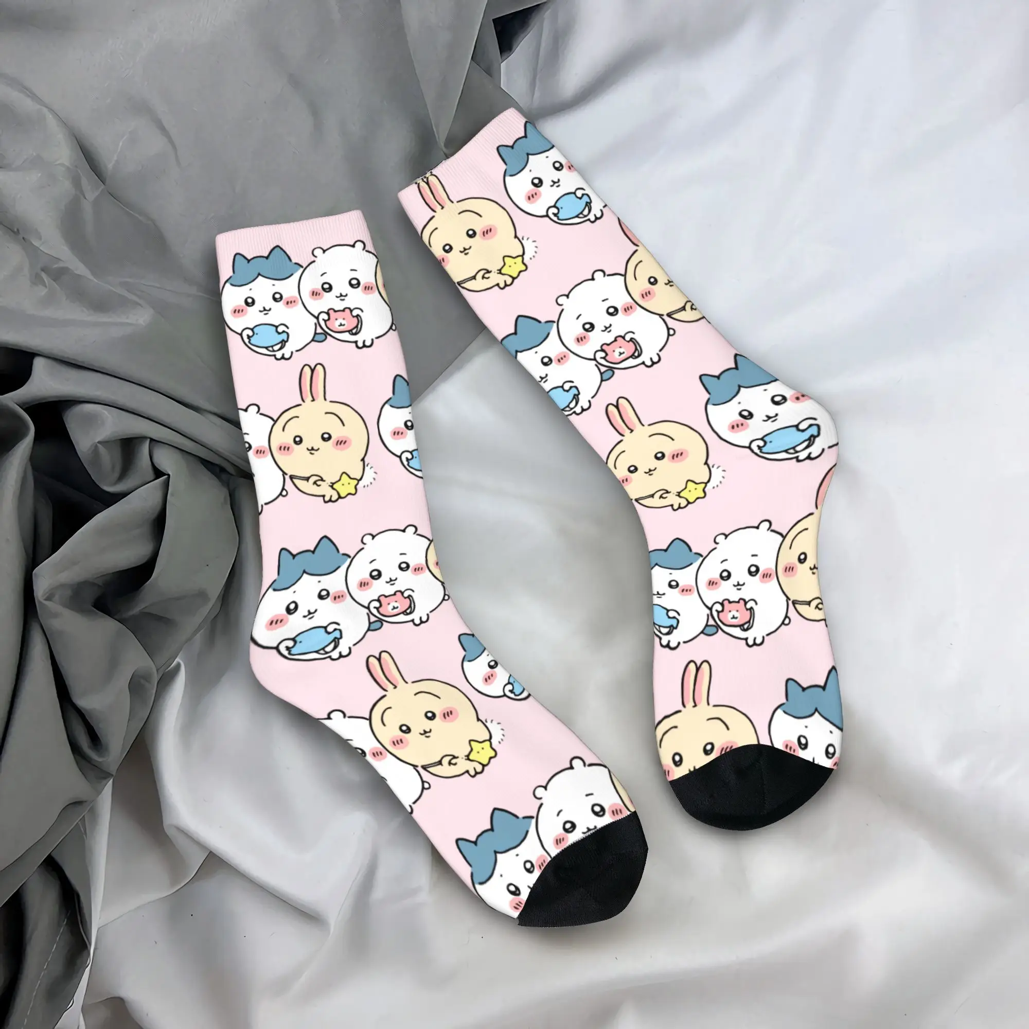 

Милые носки с героями мультфильмов Chiikawa Kawaii, мужские и женские забавные носки Hachiware Usagi, весна, лето, осень, зима, средние носки-трубы, подарок