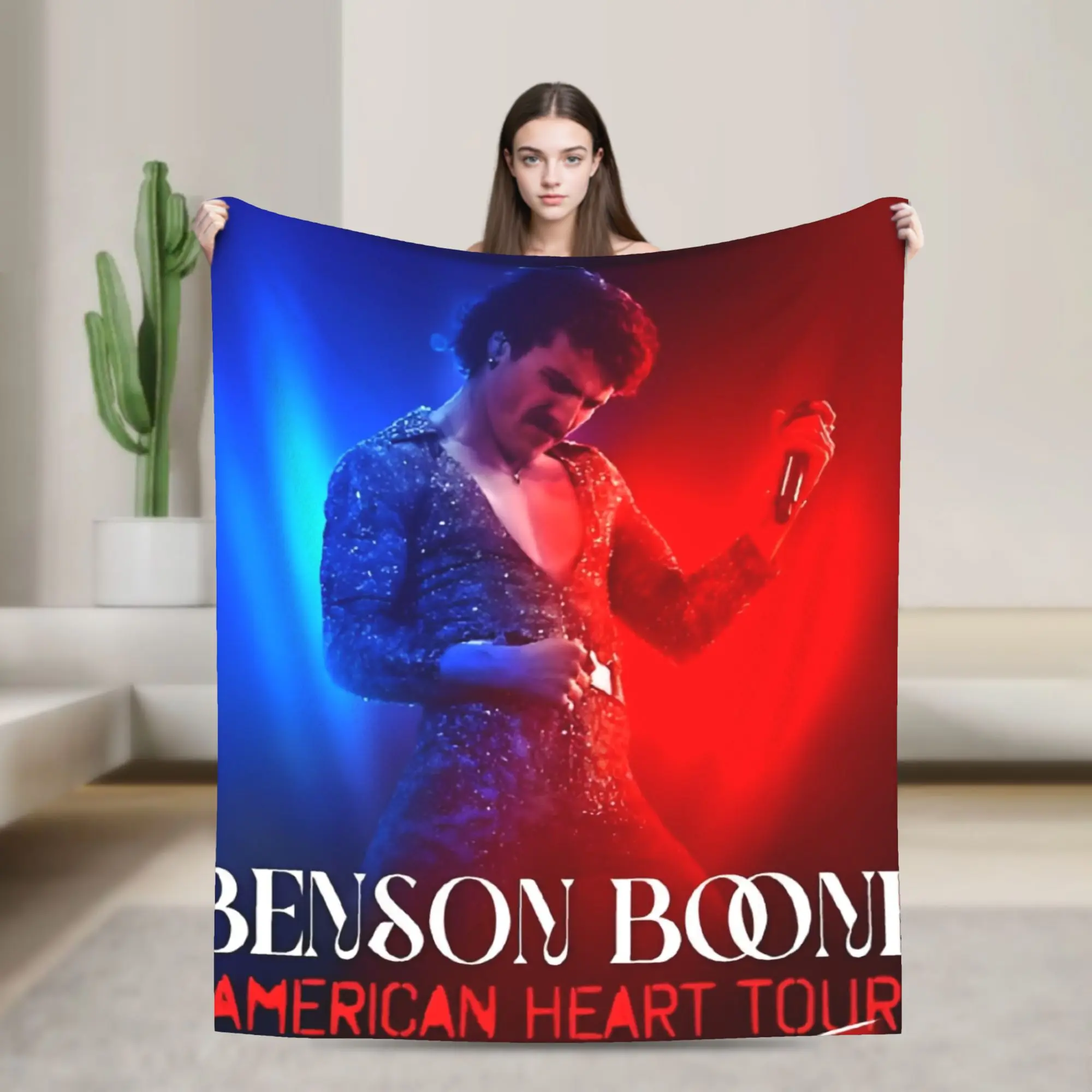 

Benson Boone American Heart Tour 2025 Flannel Blanket Warm Throw Blanket for Couch Chair Decorative Bedspread Sofa Bed Cover