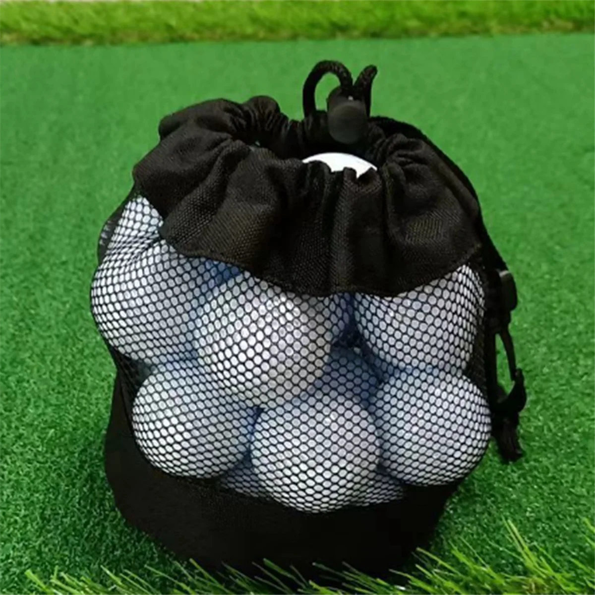 A89E-Golf Ball Storage Bag Mesh Bag with Drawstring Net Fabric Bag Golf Ball Drawstring Bag