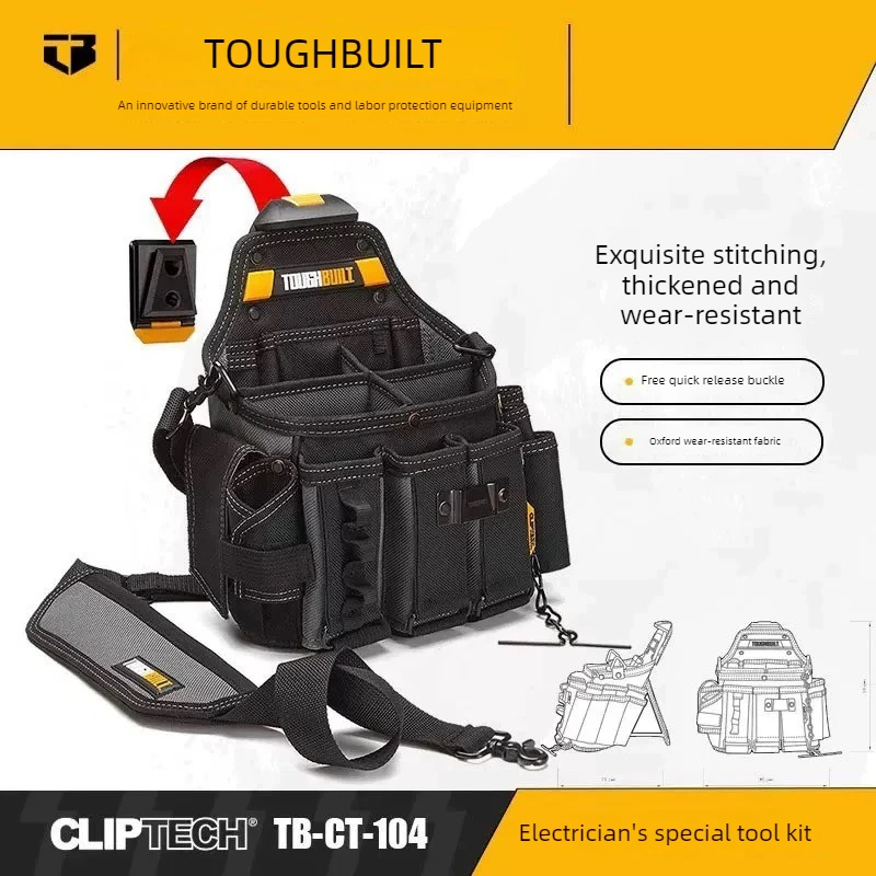 TOUGHBUILT Professionele gereedschapsriem voor elektricien en technicus, volledige serie duurzame zakjes, werkriem met zakken