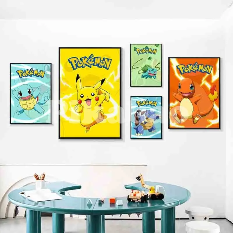 

Kawaii Anime Pokemon Canvas Painting Bulbasaur Poster and Print Illustrated style Wall Art Picture Home Decor Kid Gifts
