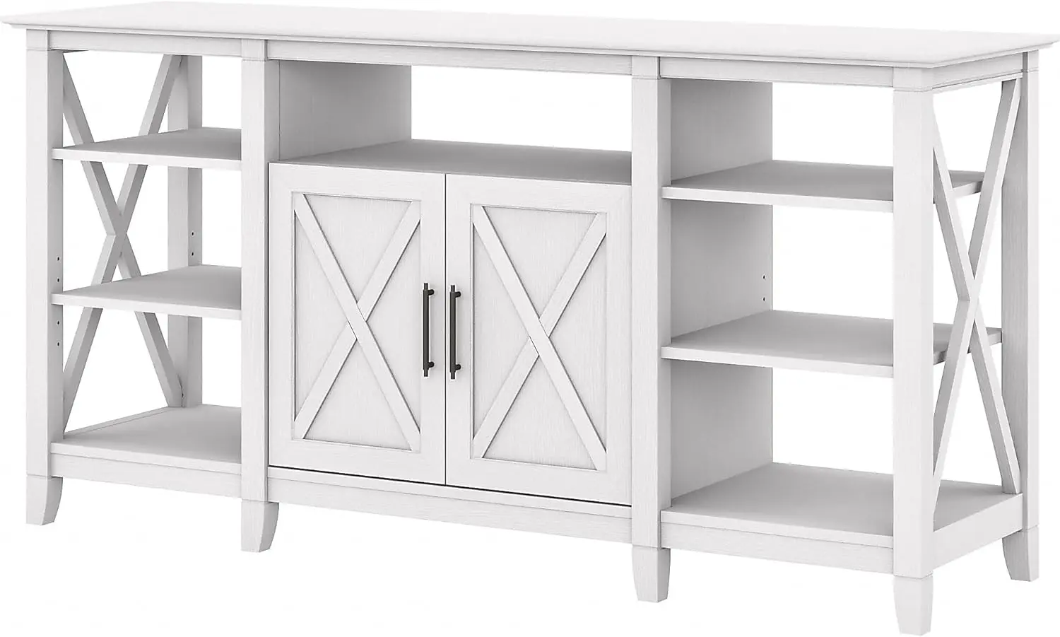 

Key West Tall TV Stand for 65 Inch TV in Pure White Oak Farmhouse Entertainment Center with Storage Superior Quality