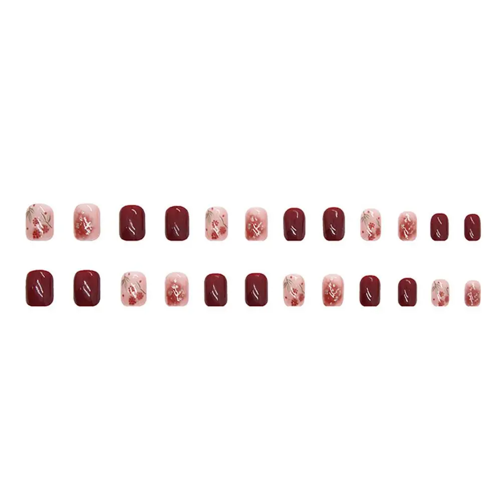 Atmosphère romantique Nail Art Rose rouge feuille d'or teint faux ongles IceTransparent Jujube rouge produits pour ongles portables