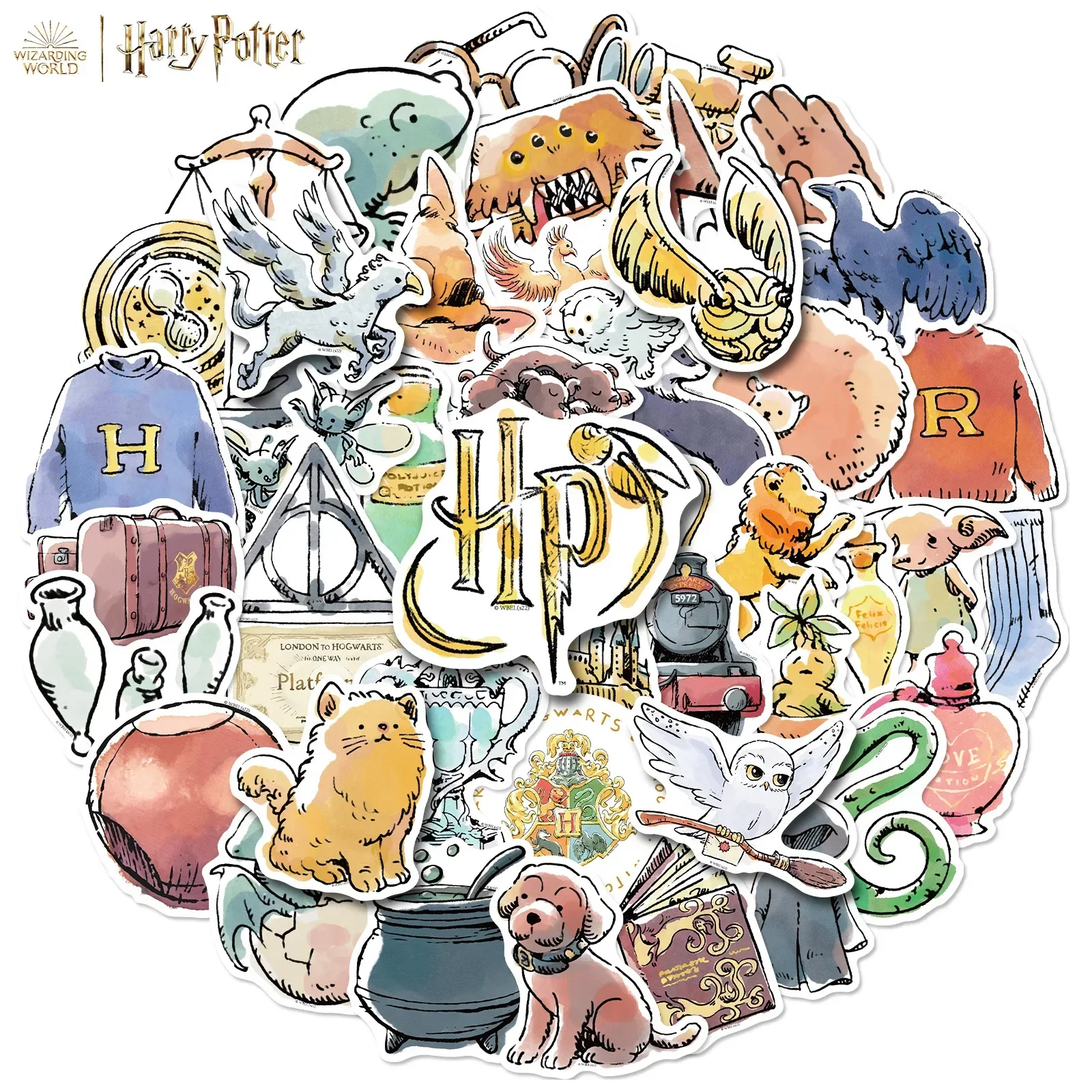 50 Uds variedad de películas clásicas Harry Potterly Magic Academy serie Retro Tide Play Academy Logo pegatina impermeable