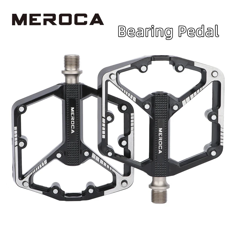 MEROCA Ultralight Sealed Bearing Pedal Non-slip AL Alloy Multi Specification Plating/Black Use for MTB BMX Road Bike about 410g