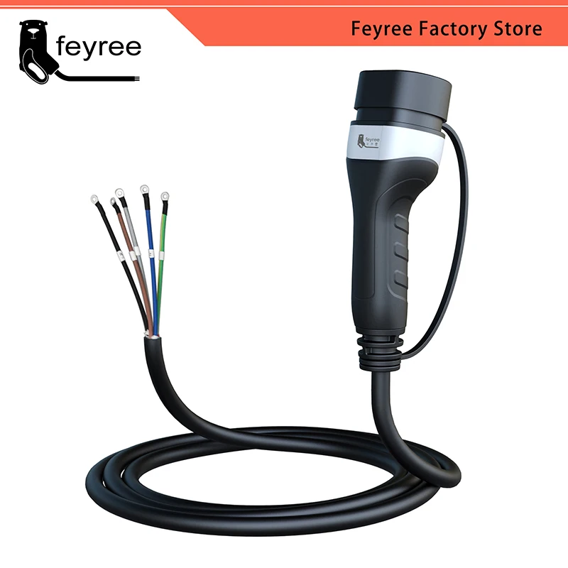 Feyree 전기 자동차용 EV 충전기 케이블, 타입 2, 32A, 7KW, 암 플러그, 16A, 3.5KW, 3 상, 11KW, 22KW, IEC62196-2 코드