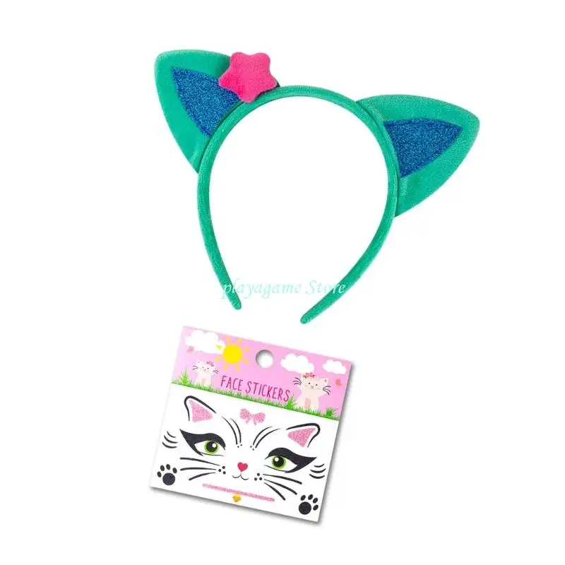 Y88A Vai Trò Chơi Mèo Mũ Trụ Thoải Mái Dây Đeo Đầu Và Bộ Miếng Dán Dành Cho Phụ Nữ Và Bé Gái Trang Phục Dự Tiệc Tinh