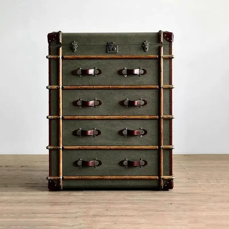 

American retro foyer porch cabinet rattan large capacity storage villa decorative cabinet furniture