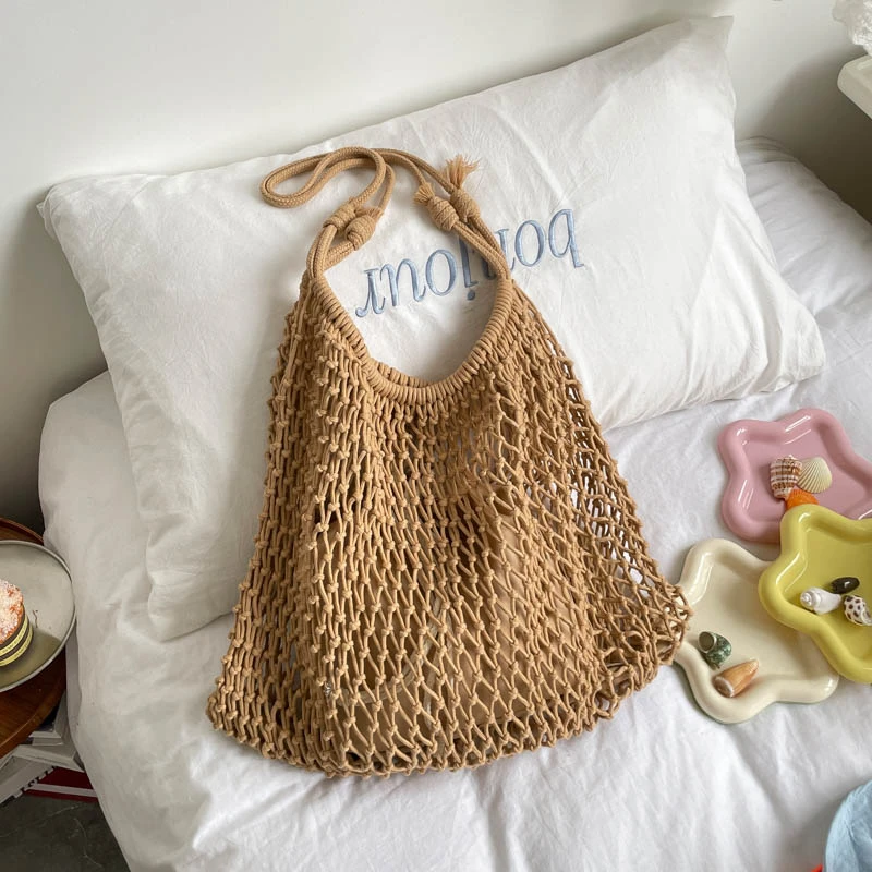 

2026 Summer New Stylish Design Hollow Out Shoulder Bags Solid Creative Exquisite Super Cool Seaside Vacation Tote Bags for Women