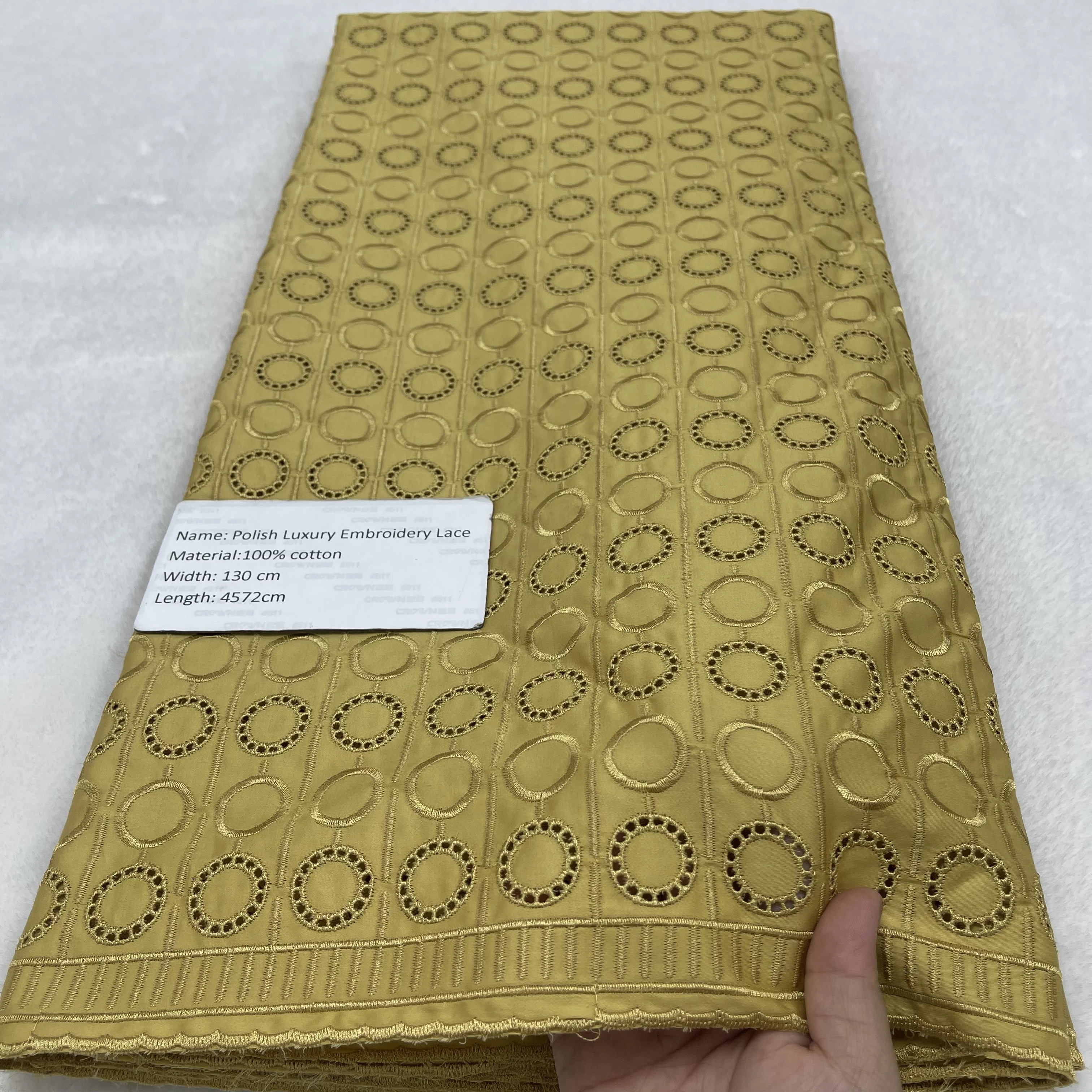 

Luxury 100% Cotton Swiss Suit Lace Fabric High Quality French African Polish for DIY Men's Dress Nigeria