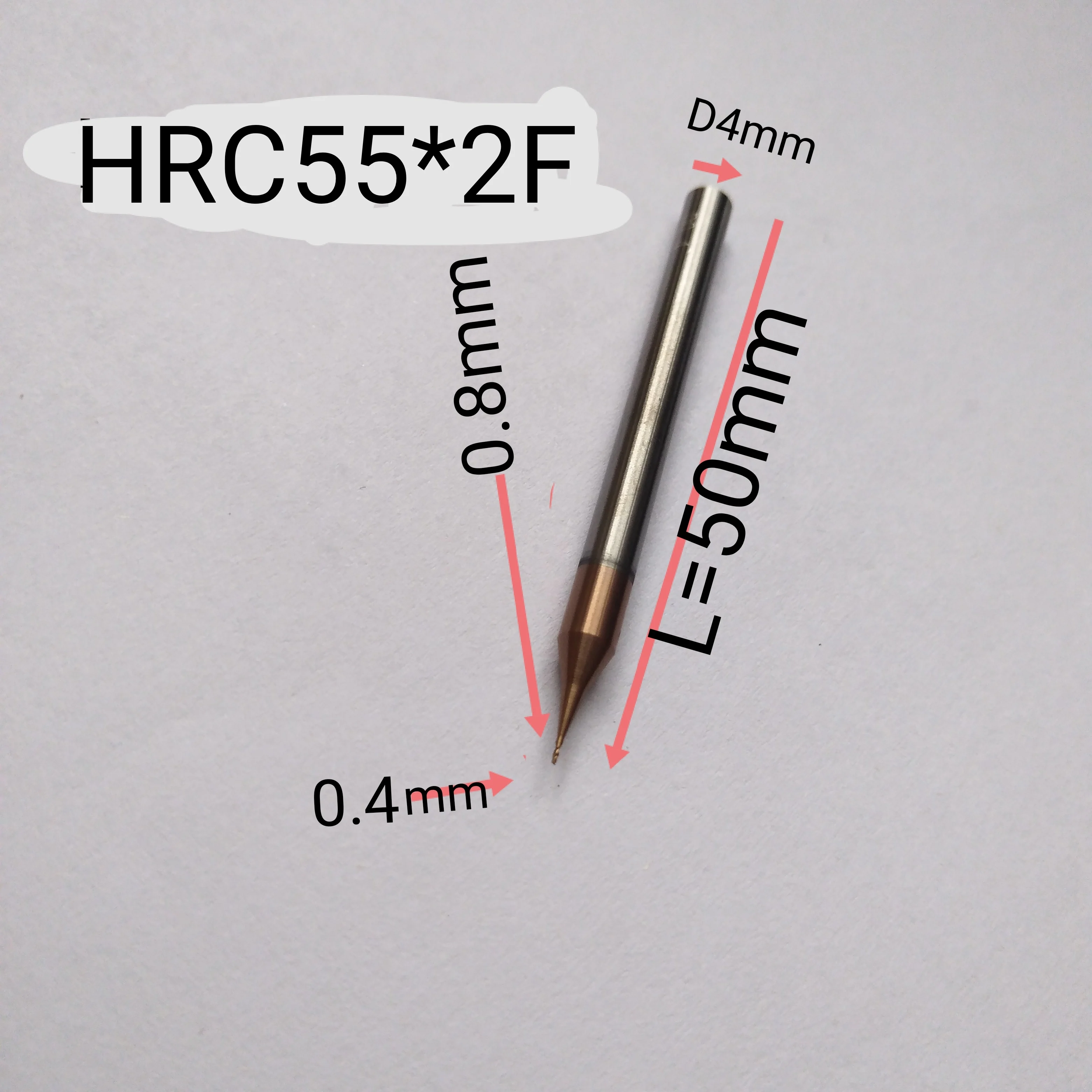 2PC HRC55 ZYYG  Micro Square End Mill 2 Flutes0.2-0.9mm TiAIN Micro Flat 4mm Shank Millin Cutter Mirco Carbide CNC Engraving Bit