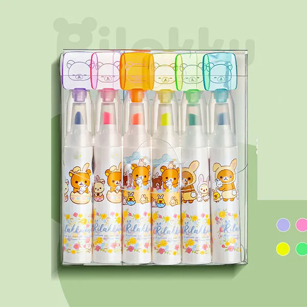 36 pcs/lot Creative Bear Highlighter Kawaii 6 Colors Drawing Painting Marker Pens Office School Writing Supplies