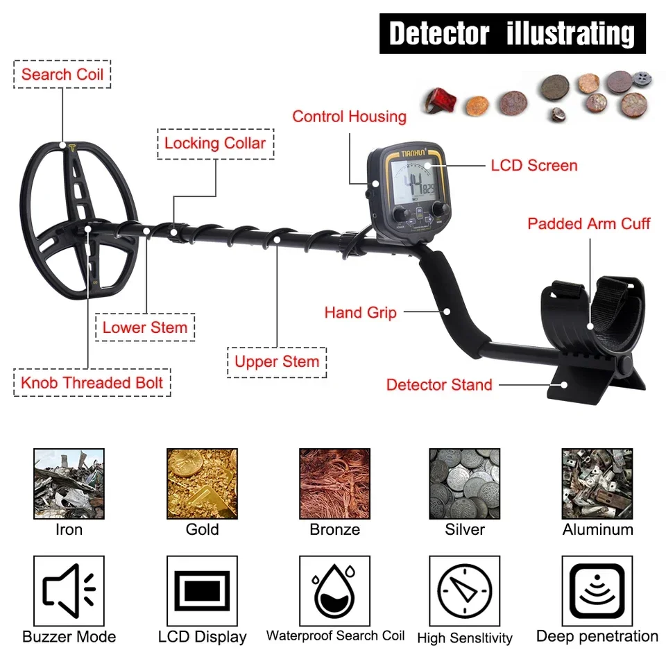 TX-850 Professional Metal Detector Waterproof Search Coil High Precision Gold Treasure Hunter Underground Scanner LCD Display De - view 4
