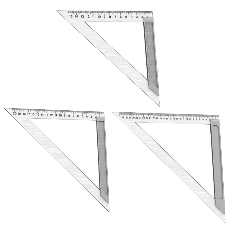 150mm/200mm/300mm Triangles Square Ruler Stainless Steel Right Angled Woodworking F1CC