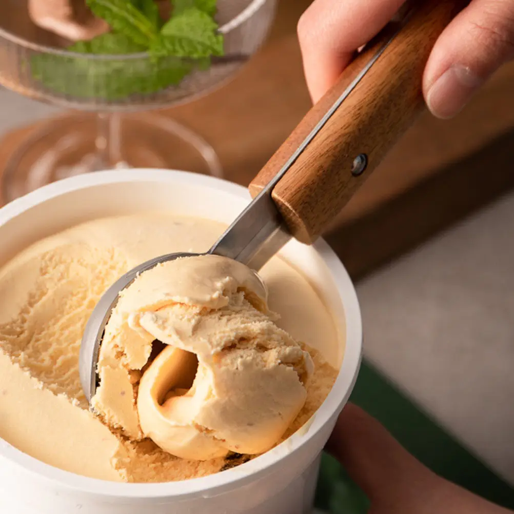 

Snow Ball Scoop Stainless Steel Wood Handle Ice Cream Baller Melon Ball Maker For Fruit Meatballs Dessert Kitchen Tool