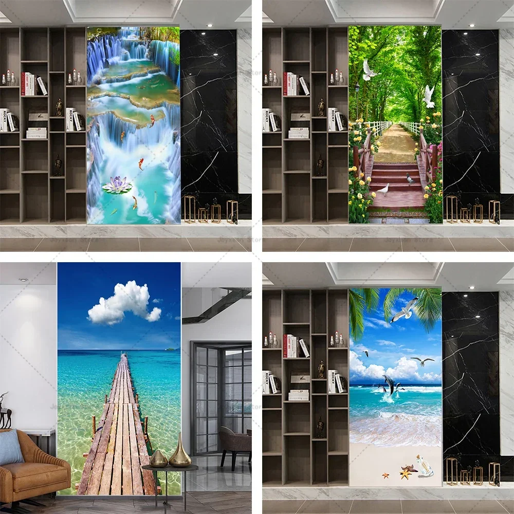 3D High Resolution Door Sticker Customizable Size Landscape Poster PVC Waterproof DIY Self-Adhesive Bedroom Door Sticker