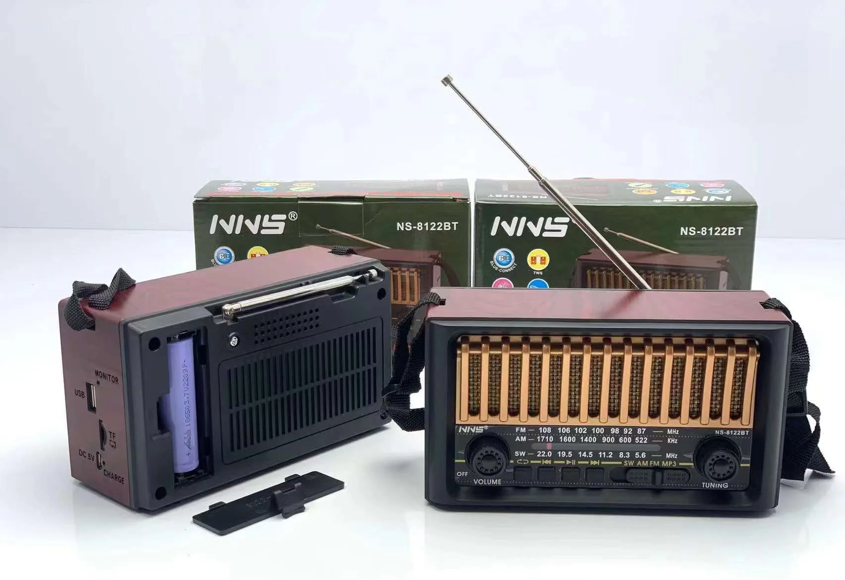 NNS NS-8122BT VofhydrSolar Panneau 62 Batterie Lumière Radio Torche Multifonction Radio Extérieure Radio d'urgence