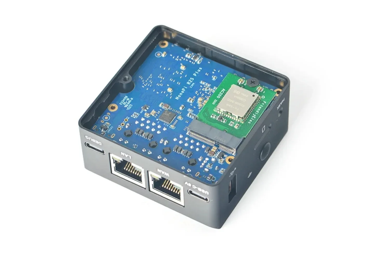 NanoPi R2S Plus Mini Placa de desarrollo RK3328, puertos Ethernet de doble Gigabit, 32GBeMMC, compatible con M.2WiF