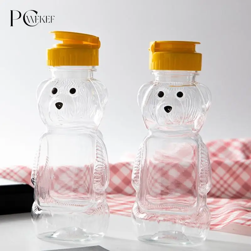 1pc 230ml Plastic Squeeze Condiment Bottles Bear Shape Honey Sauce Mustard Jam Dispenser