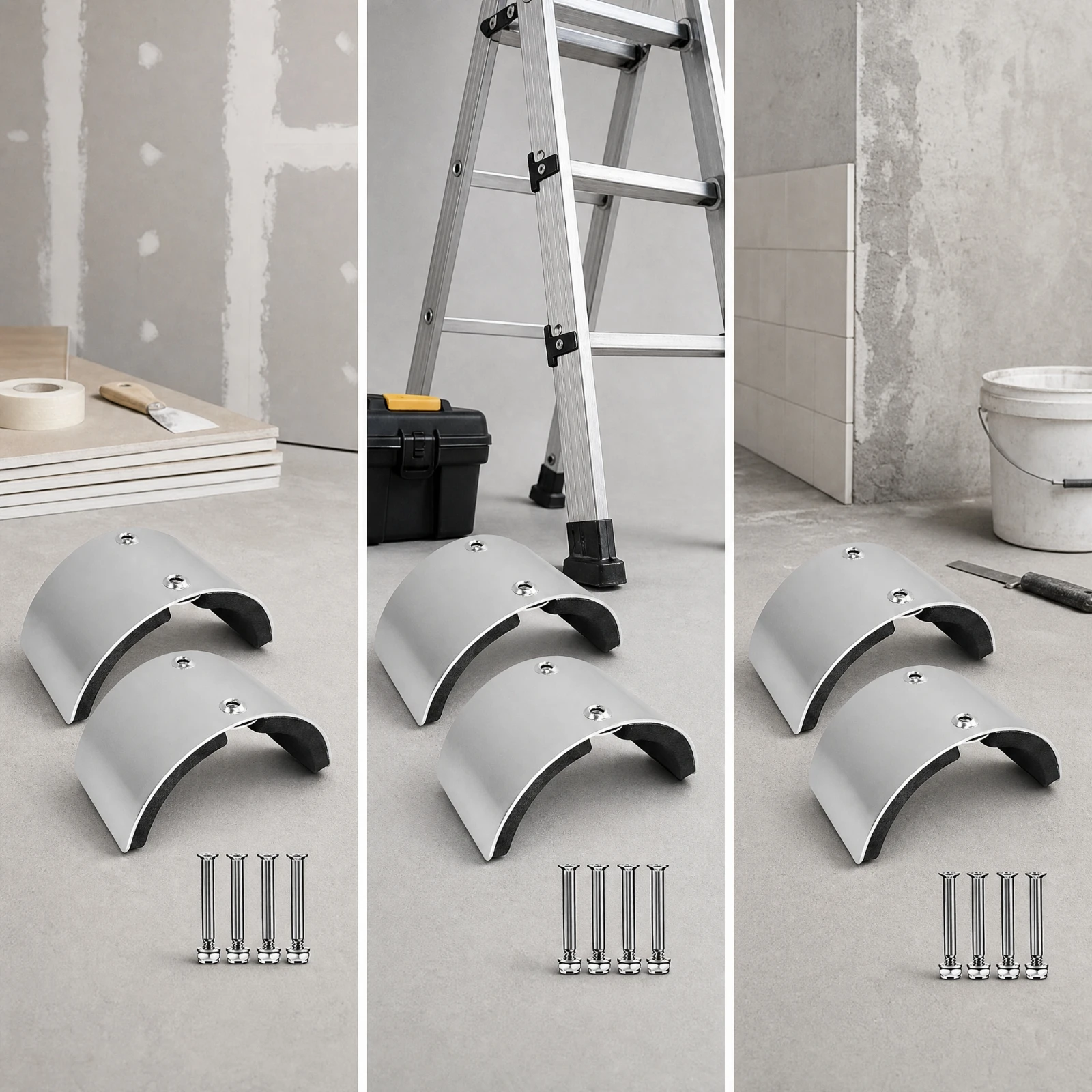 2 Pieces Stilt Leg Cuff Plate Powder-Coated Arched Aluminum Footrest with Foam Padding for Construction Workers