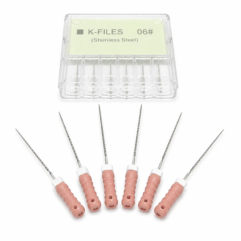 VVDental Stainless Steel Dental K-Files 6 Pcs per Box Endodontic Root Canal Hand Files,Sizes 06#-80# Lengths 21/25/31 mm
