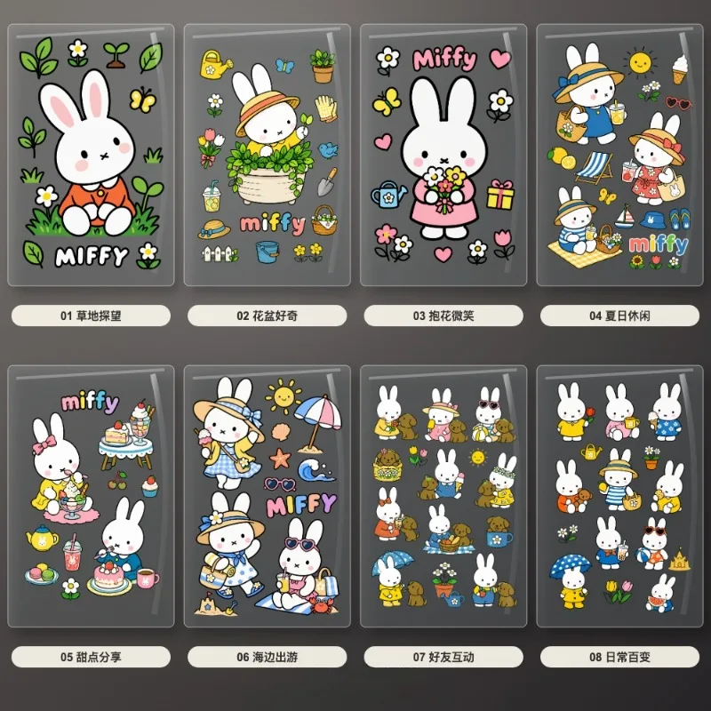 Miffy Rabbit Cartoon Stickers Kawaii DIY Waterproof PVC Decals Cute Aesthetic Stickers for Water Bottle Phone Case Scrapbook