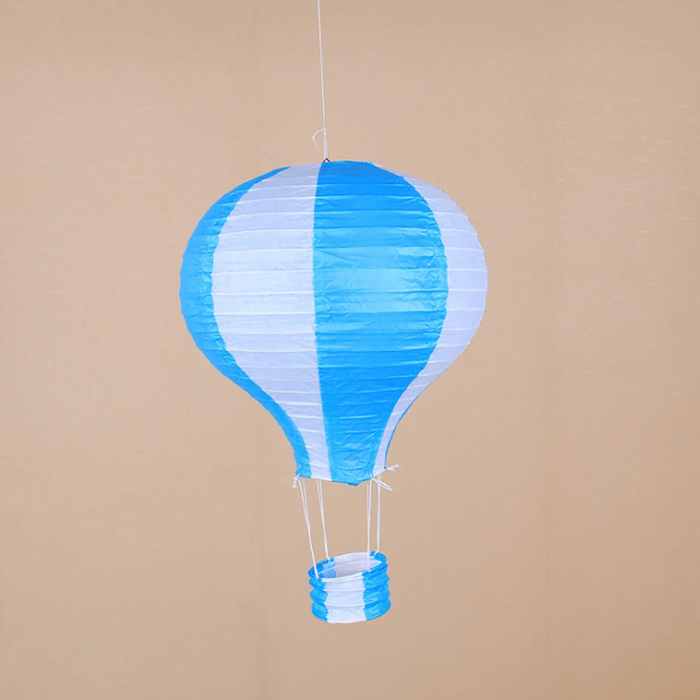 

Foldable Paper Lanterns 30Cm Light Blue White Stripe Eco-Friendly Party Wedding Market Decor Ceiling Lightweight No Light Source