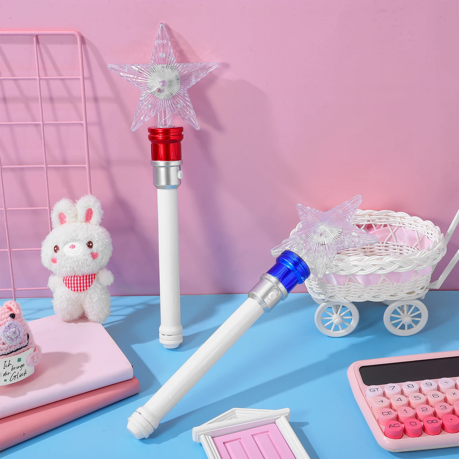 

2Pcs Star Rotating LED Glitter Wand Bright Light Up Glow Stick for Kids Girls Party Festival Event Wand Costume