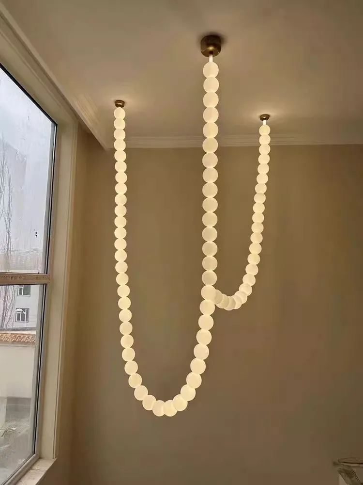 Dimmable Led Home Deco Stainless Steel Glass Bubble Necklace Hanging Lamps Lustre 2026 Pendant Light For Living Room Foyer