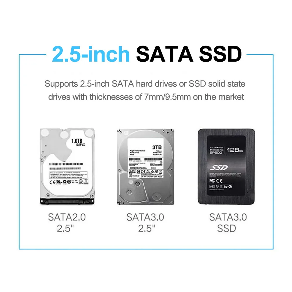 USB 3.0 HDD 인클로저 2.5 인치 SATA SSD 하드 드라이브 케이스 5Gbps 전송 속도 노트북 용 모바일 외부 하우징 하드 디스크 박스